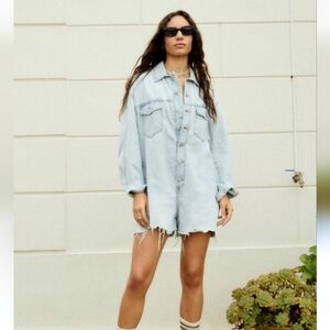 Zara Light Blue Denim Romper